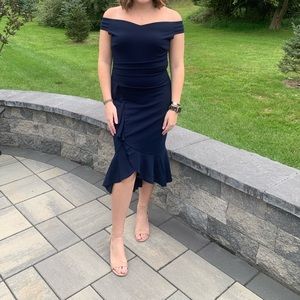Navy off the shoulder dress
